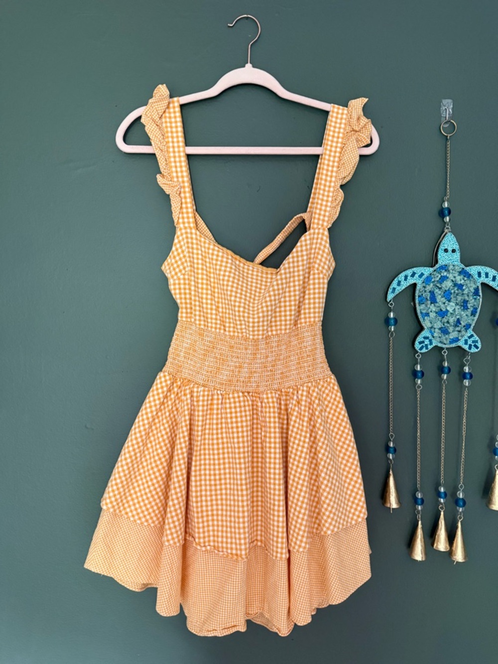 Yellow Gingham Tie-Front dress/romper